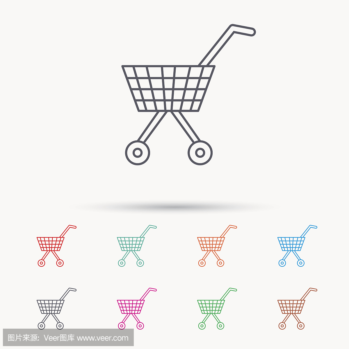 購物車圖標。市場購買的跡象。